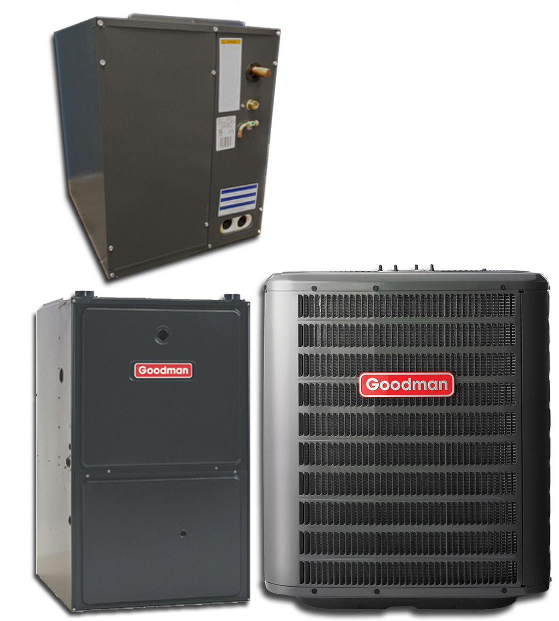 1.5 Ton Goodman 14.5 SEER2 80% AFUE 40K BTU Single Stage Gas Split GLXS4BA1810, GR9S800403A, Cased Coil